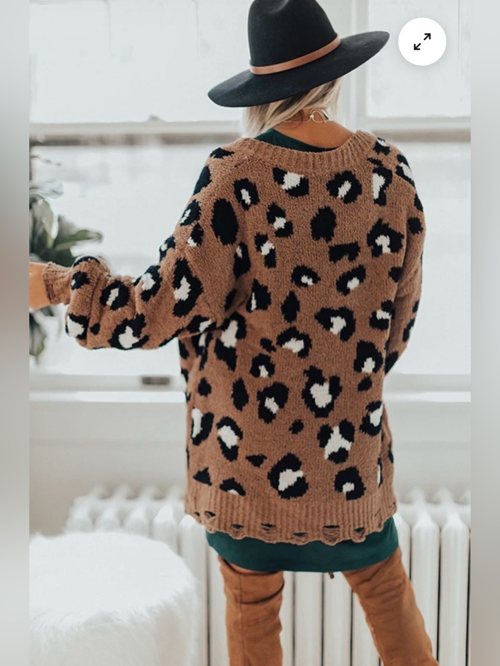 NEW IN LEOPARD PRINT DISTRESSED CARDIGAN (MOCHA) - Picture 7 of 12